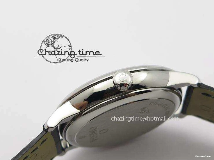 0420 Flexible De Ville MK 1:1 Best Edition SS White Dial On Black Leather Asian Seagull T1701 (Sec@6) 8244